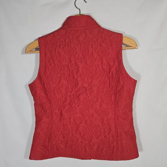 Isis Orange Red Quilted Vest 8 Full Zip Floral Outdoor Utility Winter Active - Picture 8 of 9
